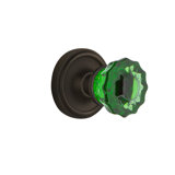 Classic Rosette with Crystal Emerald Door Knob