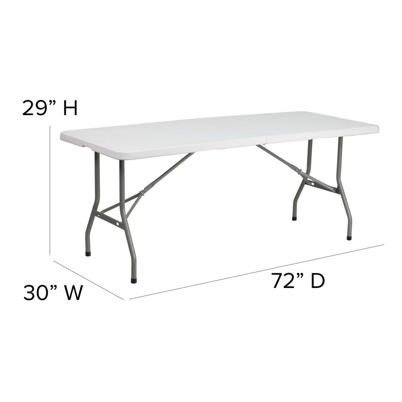 8-Foot Bi-Fold Plastic Banquet and Event Folding Table with Carrying Handle, 29" H x 30" W x 72" D