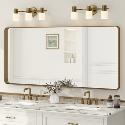 Molly Tempered Glass and Metal Framed French Cleat Mounted Wall Bathroom / Vanity Mirror