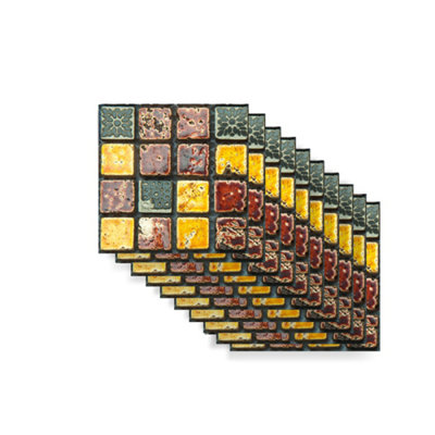 10 feuilles autocollantes dosseret imperméable pour cuisine style mosaïque mexicaine autocollants de carrelage auto-adhésif carreaux de mur en PVC bricolage autocollants
