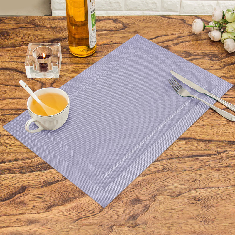 Harpster Vinyl No Pattern Rectangle Placemat, Silver