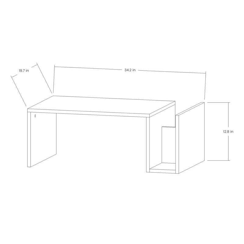 Table basse moderne avec tablette inférieure, couleur travertin, 34,2 po x 12,8 po x 19,7 po | 100% panneau de particules enduit de mélamine, épaisseur: 0,7 pouce | Conception murale, finition en marbre élégante, parfaite pour le salon et les espaces contemporains