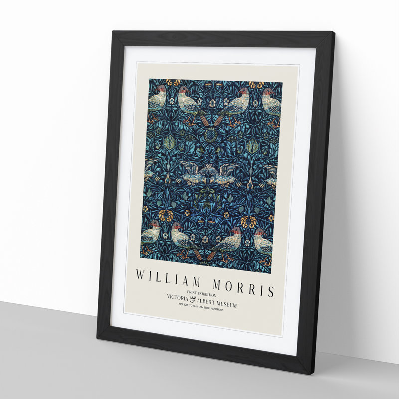 Birds Vol.3 by William Morris - Picture Frame Art Prints on MDF, 65cm H x 48cm W x 2cm D, Black