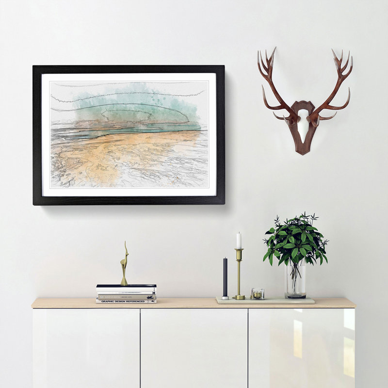 The Dead Sea in Israel in Abstract - Picture Frame Graphic Art Print, 36cm H x 48cm W x 2cm D, Black Framed