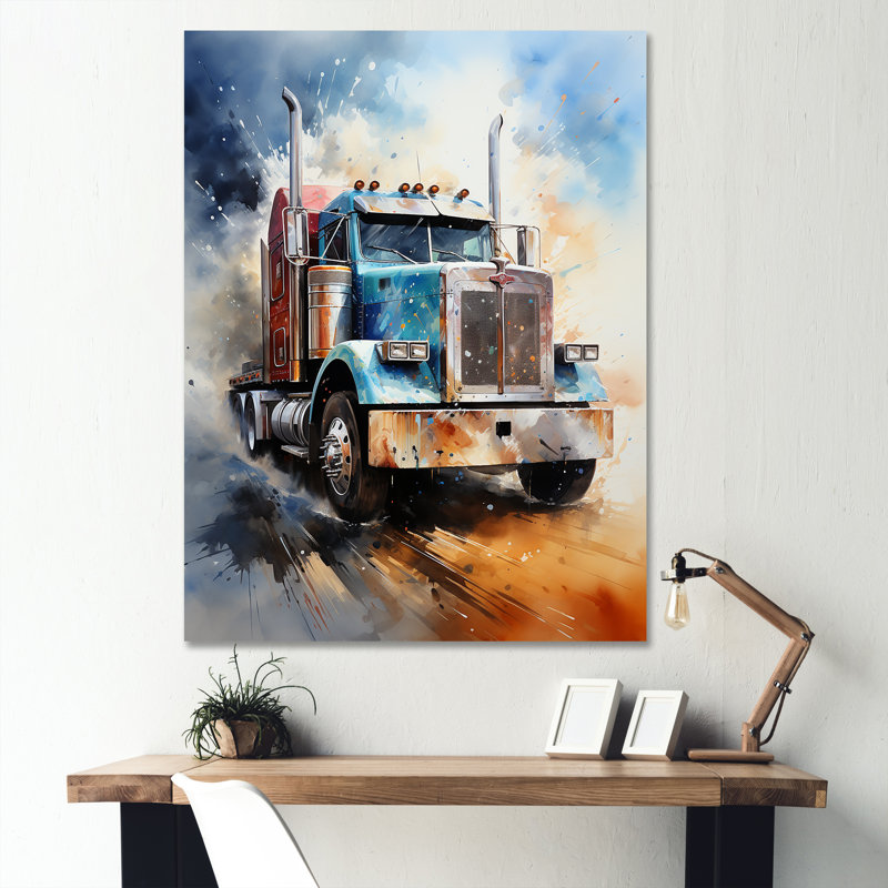 «Semi Truck The Workhorse», reproduction d'art sur toile encadrée, H 40 po x l 30 po x P 1,5 po, Toile tendue