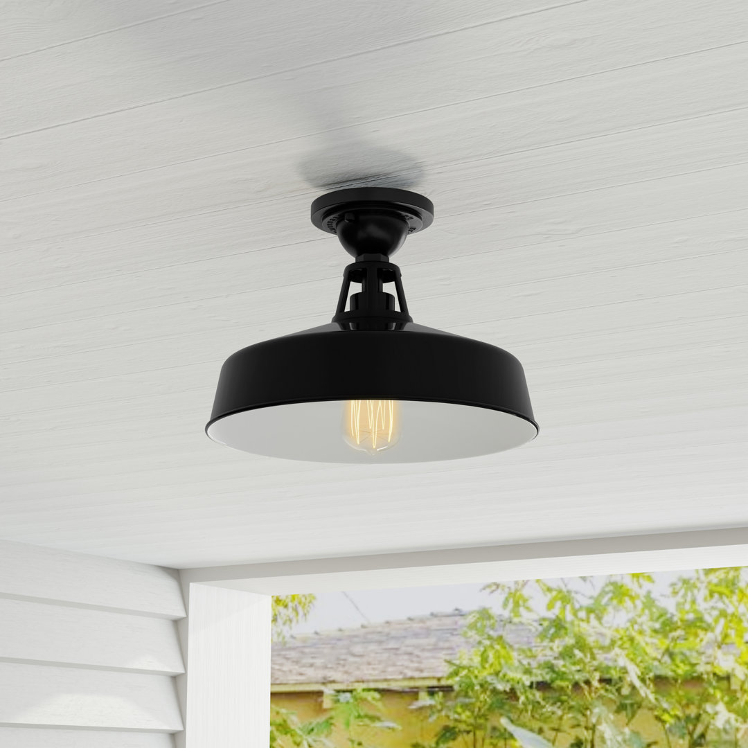 Petties 1 - Bulb Outdoor Semi Flush Mount Laurel Foundry Modern Farmhouse® Fixture 