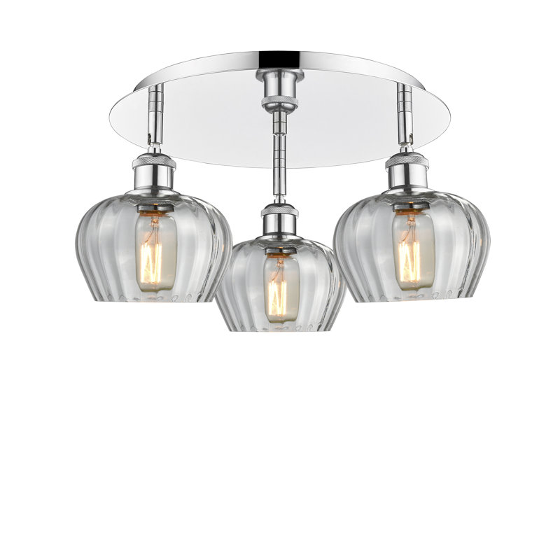 Bergeman Glass Flush Mount, Clear, Polished Chrome