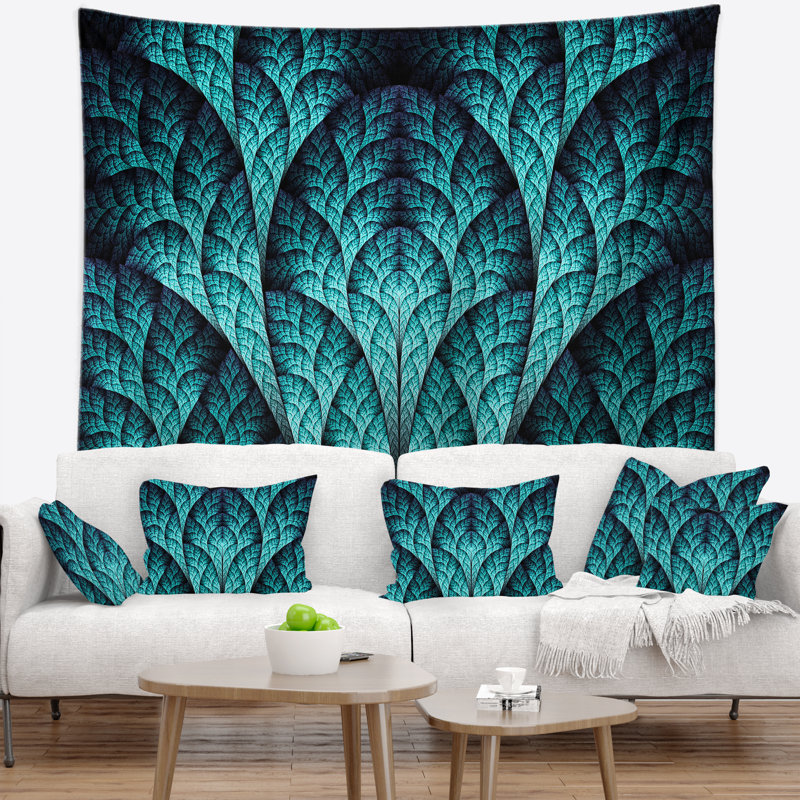 Tapisserie abstraite mauve exotique, H 32 po x l 39 po, Vert