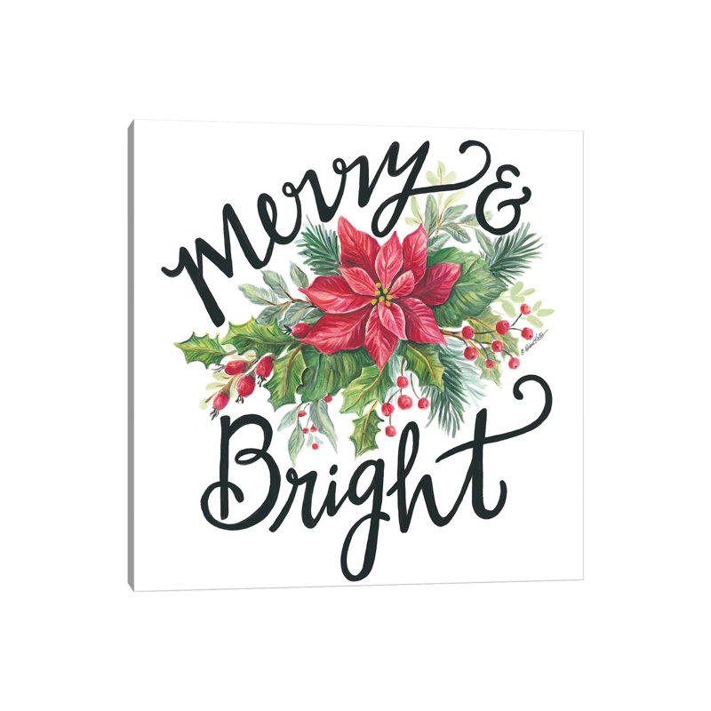 Merry & Bright Wreath 1 Piece Wrapped Canvas Wall Art, 45.72 cm H x 45.72 cm W