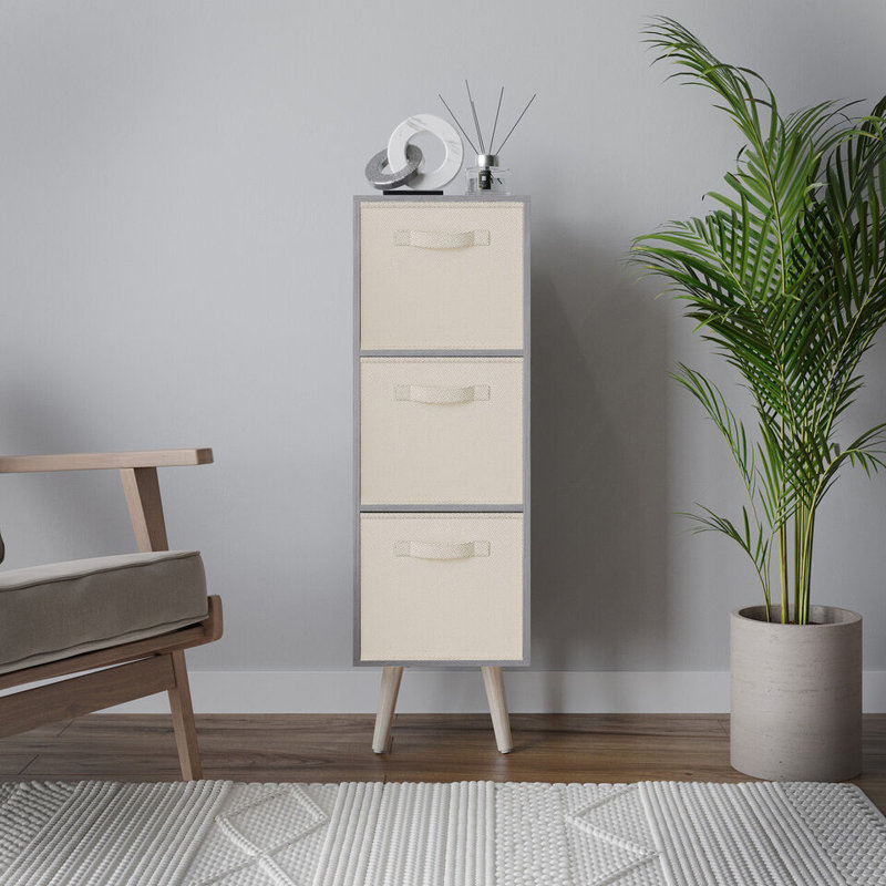 Fika 30 cm W Chest of 3 Drawers, Cream/White