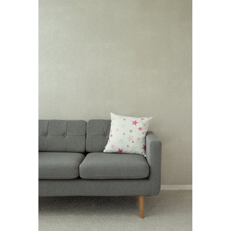 Stars Geometric Square Cushion, Pink/Grey/Ivory