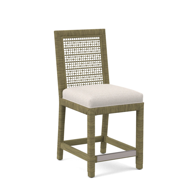 Pine Isle 24" Counter Stool, Sunbrella Beige Pinstripe; 6205-74, Brass