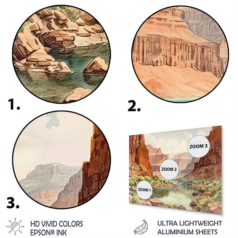 Paysage de canyon - Décoration murale en métal canyon, H 12 po x l 20 po