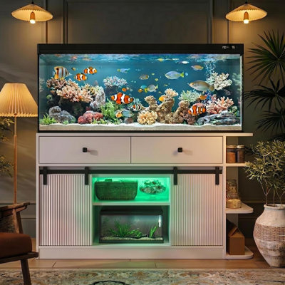  Support d'aquarium 75 gallons avec lumières DEL RVB coulissantes et prises électriques Smart App