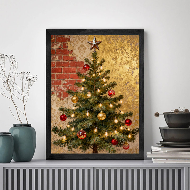 Arbre de Noël noir rétro, art mural, impressions de style rétro, H 37 po x l 25 po