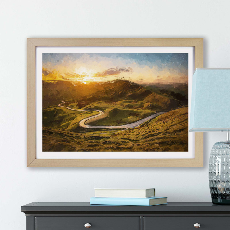 Mam Tor In The Peak District - Single Picture Frame Painting, 45cm H x 63cm W x 2cm D, Oak