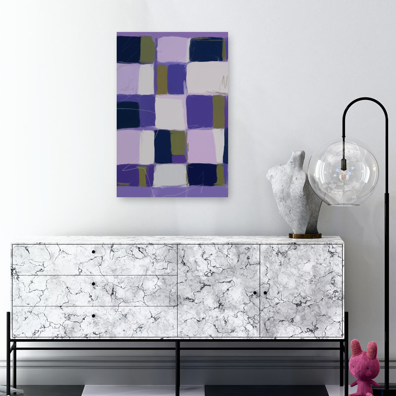 Abstract Purple Squares Abstract Bold Contemporary Lavender Lilac Violet Wall Art Print 1 Piece Wrapped Canvas Wall Art
