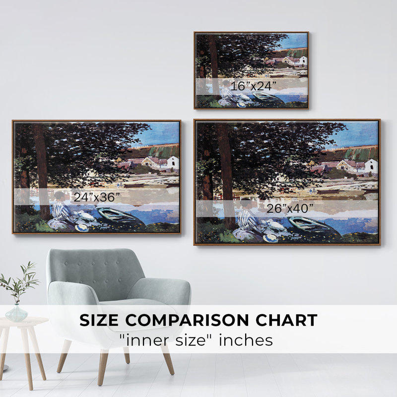«The River Has Burst Its Banks» par Claude Monet - reproduction sur toile flottante, Noyer, H 17 po x l 25 po x P 2 po