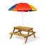 Table de pique-nique et banc pour enfants avec parasol et boîtes de jeu-625423294
