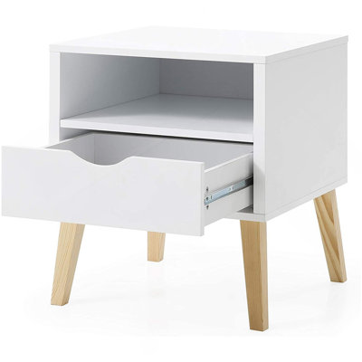Table de bout Mid-Century moderne Jeff, table de bout, table d'appoint, blanc