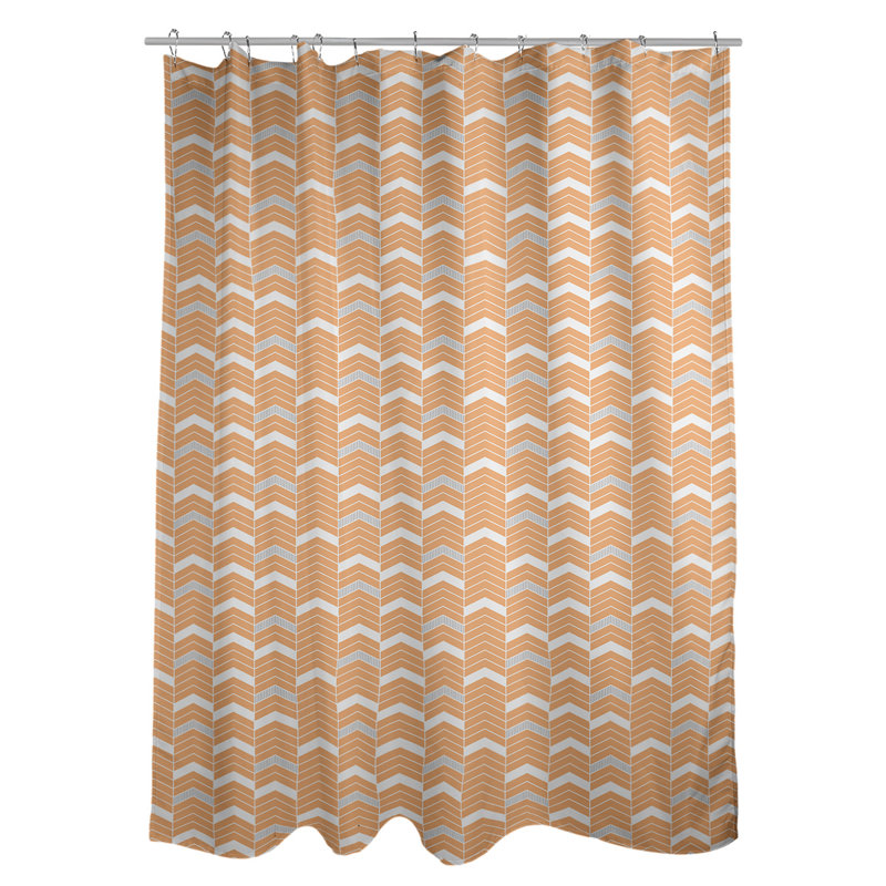 Rideau de douche simple à chevrons, Orange et gris