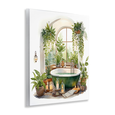 Plaque murale «Tranquil Tub with Candles & Greenery», par Lettred and Lined