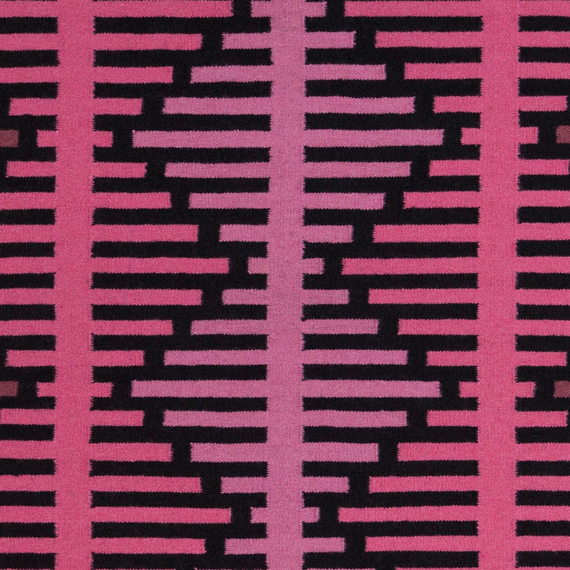 Tapis réversible tissé à la main à rayures noires et zigzag Haysville, 5 pi x 7 pi