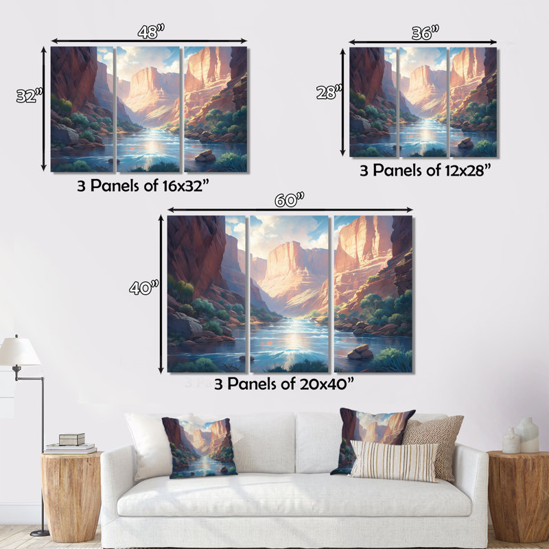 Desert Stream Beauty 3 pièces, H 28 po x l 36 po x P 1 po