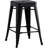 Contemporary Rustic Vintage Backless Metal Bar Stools - Kitchen Counter Seating, 24 Inch Height, Set of 2, Matte Black Finish