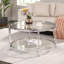 Table basse ronde moderne en verre trempé 32 po-1945251370