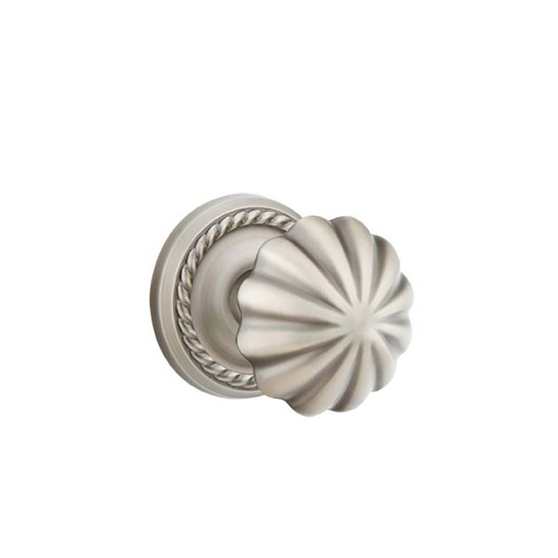 Passage Melon Knob with Rope Rose, Antique Nickel