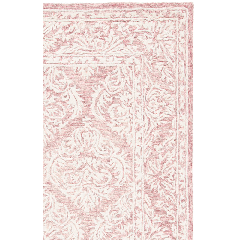 Tapis en laine touffeté à la main rose / ivoire Dylanne, Rectangulaire 8 pi x 10 pi