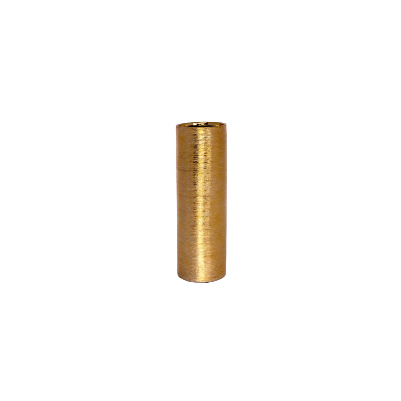 Ceramic Round Vase Gloss Finish Gold, Overall Height- 14"