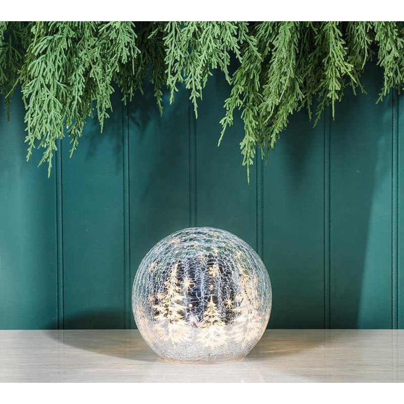 15 Led Crackle Orb With Tree Scene