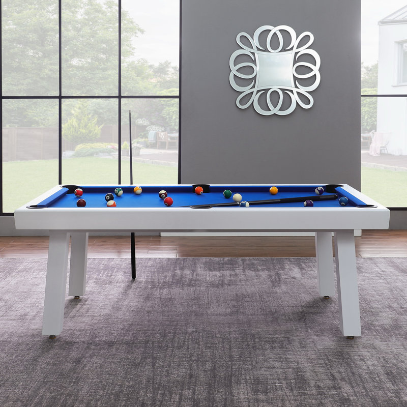 Table de billard d'extérieur / d'intérieur en ardoise avec dessus de salle à manger et accessoires Oasis, Blanc, Bleu royal