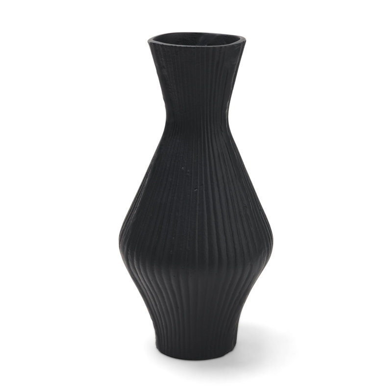 Vase sablier patiné en métal noir mat Patine, L 7,5 x l 7,5 x H 15,3, Noir