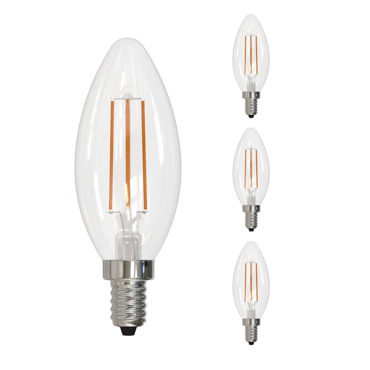 LED Filament Pack of (4) 6.5 Watt Dimmable B11 Light Bulbs with Candelabra (E12) Base