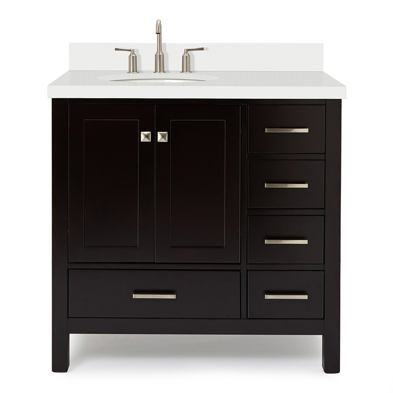Ensemble de meuble-lavabo simple 37 po Cambridge, Espresso, Nickel brossé