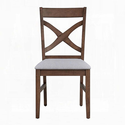 Set of 2 Dining Chairs Cross Back Padded Seat Cushion Kitchen Dining