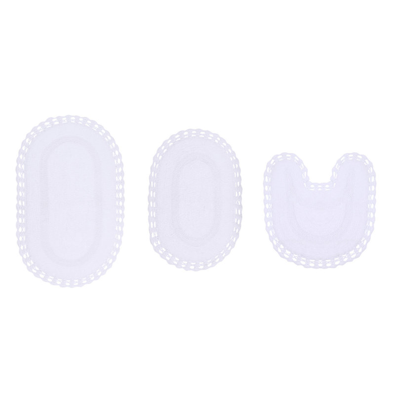 Hampton Crochet Absorbent Cotton Soft 3 Piece Bath Set, White