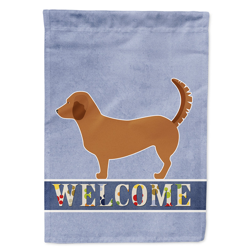 Polyester 2 côtés 40 x 28 po welcome drapeau maison, Basset des Alpes