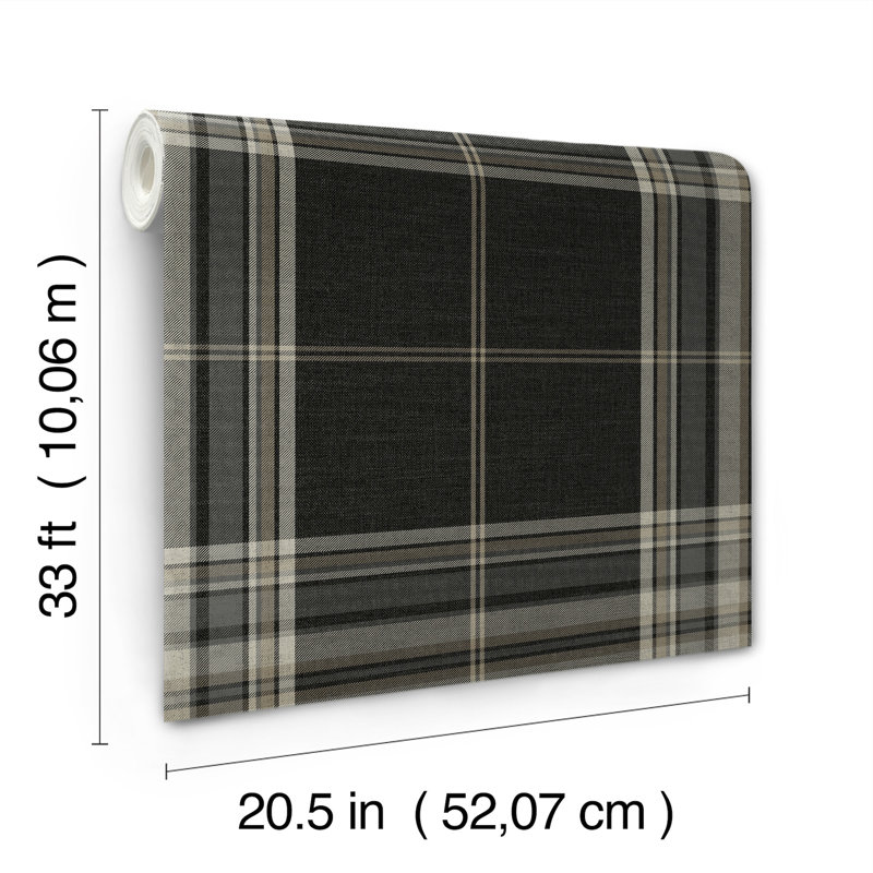 Westley Black Plaid Wallpaper, Black