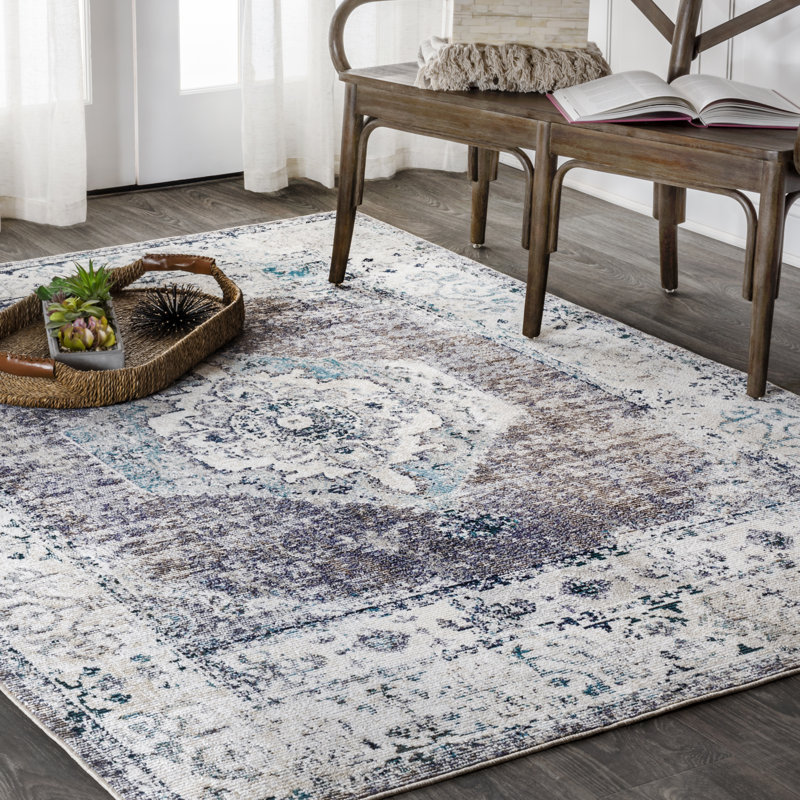 Tapis gris / ivoire Luella, Rectangle 7 pi 9 po x 10 pi