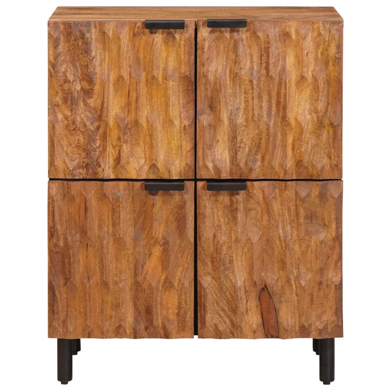 Solid Wood Standard Accent Cabinet, Black/Acacia Brown 