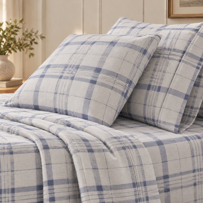 100% Turkish Cotton Plaid Flannel Sheet Sets