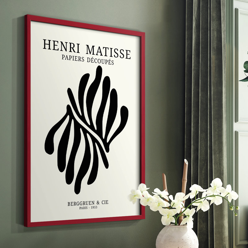 Matisse CDIX, reproduction encadrée - bois massif, H 10 po x l 8 po, Cadre simple rouge