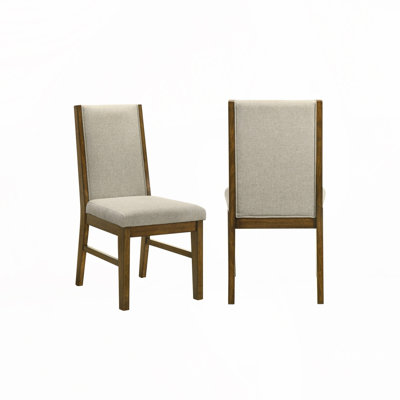 Upholstered Soft Neutral Fabric Wooden Dining Chairs