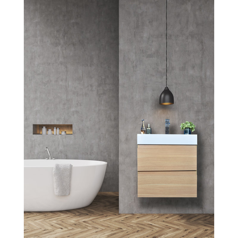 Base de meuble-lavabo simple 24 po mural seulement, Chêne blanc