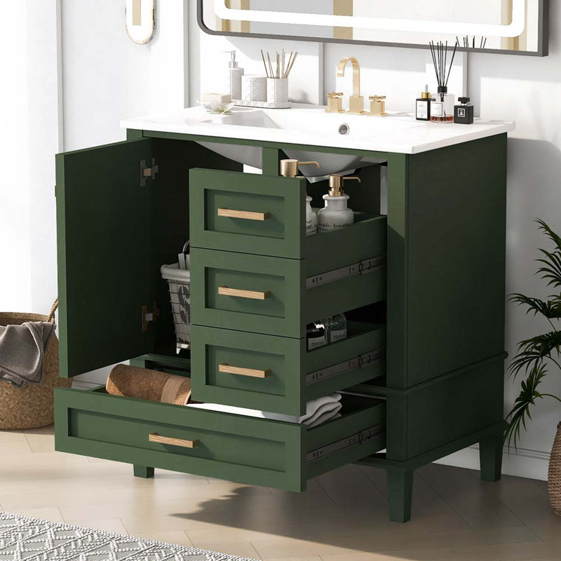 Ensemble de meuble-lavabo moderne 30 po avec meuble-lavabo 30 po, Vert