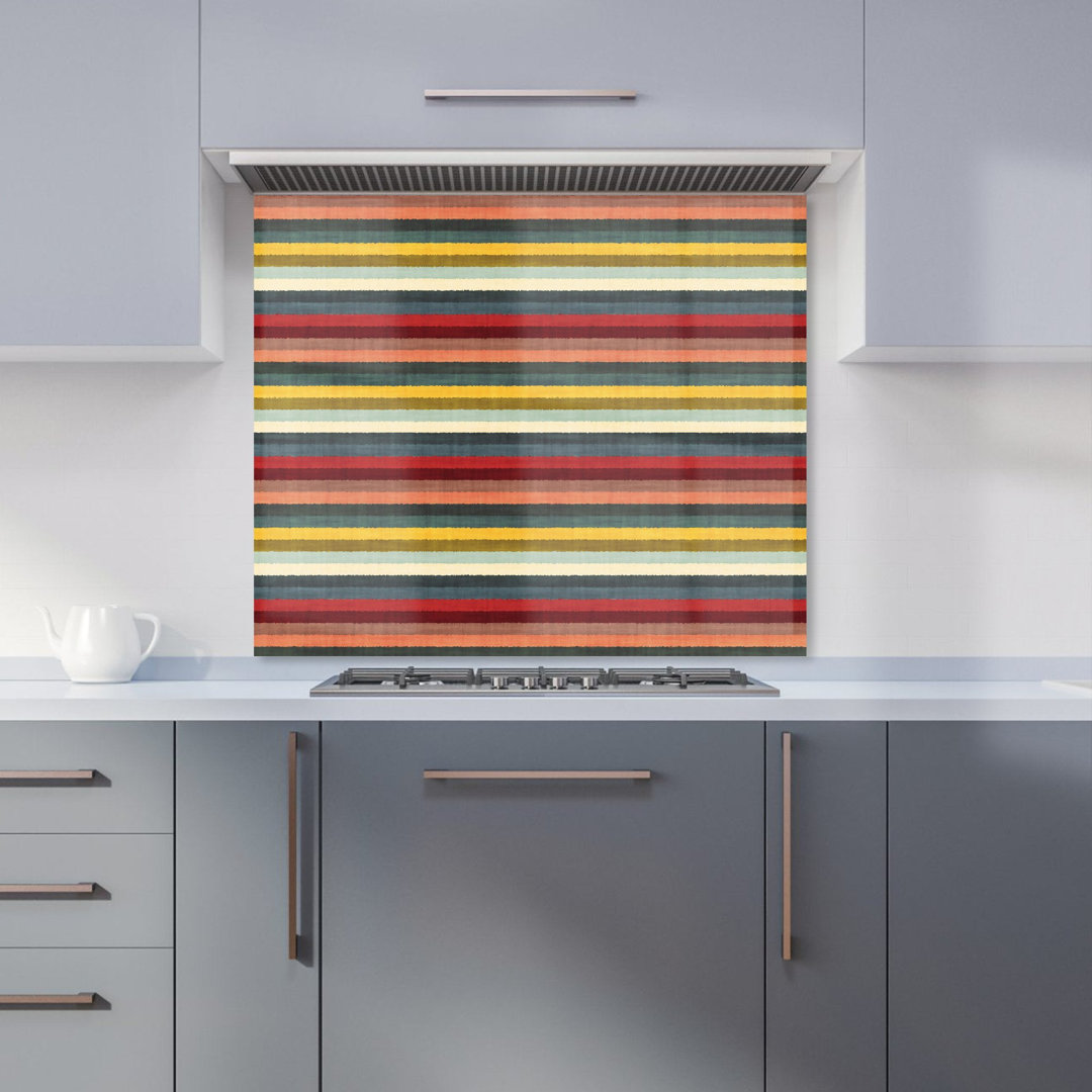 Multicolour Striped Brish Pattern Premium Glass Kitchen Splashback W600mm x H750mm